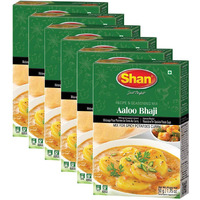 Shan Aaloo Bhaji Recipe and Seasoning Mix 1.76 oz (50g) - Spice Powder for Traditional Spicy Potatoes Curry - Suitable for Vegetarians - Airtight Bag in a Box (Pack of 6)