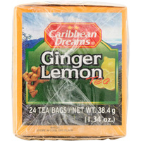 Caribbean Dreams Ginger Lemon Tea, 24 tea bags, Herbal Natural Tea, Caffeine Free, Tea Bags with Lemon & Ginger
