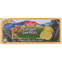 Caribbean Dreams Ginger Lemon Tea, 24 tea bags, Herbal Natural Tea, Caffeine Free, Tea Bags with Lemon & Ginger