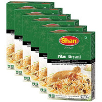 Shan - Pilau Biryani Seasoning Mix (50g) - Spice Packets for Mughal Style Meat Pilaf (Pack of 6)