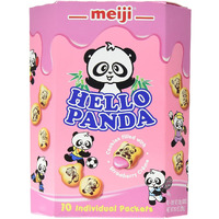 Meiji Hello Panda Family Pack Cookies, Strawberry, 9.1 oz (10 Individual Packets)