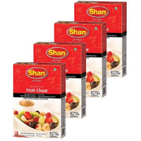 Shan Fruit Chaat Seasoning Mix 1.76 oz (50g) - Spice Powder for Tasty and Spicy Garnish for Fruits Salad - Suitable for Vegetarians - Airtight Bag in a Box (Pack of 4)