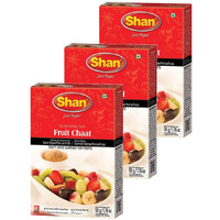 Shan Fruit Chaat Seasoning Mix 1.76 oz (50g) - Spice Powder for Tasty and Spicy Garnish for Fruits Salad - Suitable for Vegetarians - Airtight Bag in a Box (Pack of 3)