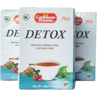 Caribbean Dreams Detox Tea, 20 Tea Bags, Herbal Cleansing Tea, All Natural, Caffeine Free (Pack of 3-60 tea bags) - Desintoxicacion Te De Hierbas Naturales