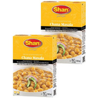 Shan Chana Masala Recipe and Seasoning Mix 3.52 oz (100g) - Spice Powder for Punjabi Style Mild Chickpeas Curry - Suitable for Vegetarians - Airtight Bag in a Box (Pack of 2)