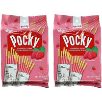 Glico Pocky, Strawberry Cream Covered Biscuit Sticks (9 Individual Bags), 3.81 oz (Pack of 2)