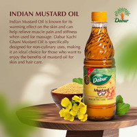 Dabur Kachi Ghani Mustard Oil - Oil for Skin and Hair Care, Cold-pressed Oil Body Massage, Therapeutic-Grade Mustard Oil, Natural Oil from Mustard Seeds, Unrefined Mustard Oil (1 ltr.)