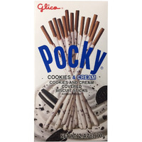 Pocky Cream Covered Biscuit Sticks 2.47 oz per Pack (Cookies and Cream, 2 Pack)