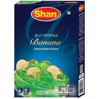 Shan Jelly Crystals Banana 2.8 oz (80g) - Cristaux De Gelee Banane - Quick and Easy Jello - Suitable for Vegetarians - Airtight Bag in a Box