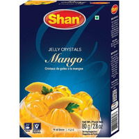 Shan Jelly Crystals Mango 2.8 oz (80g) - Cristaux De Gelee a la mangue - Quick and Easy Jello - Suitable for Vegetarians - Airtight Bag in a Box