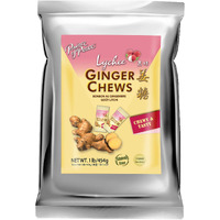 Prince of Peace Ginger Chews with Lychee, 1 lb.  Candied Ginger  Lychee Flavored Candy  Lychee Ginger Chews