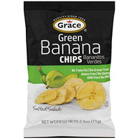 Grace Salted Green Banana Chips 2.5oz - Bananitos Verdes, Non-GMO, Gluten Free, No Trans Fat (6 Packs)
