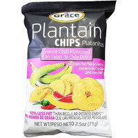 Grace Sweet Chili Plantain Chips 2.5oz - Platanitos, Non-GMO, Gluten Free, No Trans Fat (6 Packs)