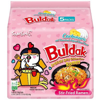 Samyang Buldak Spicy Ramen, Carbonara Hot Chicken Ramen, Korean Stir-Fried Instant Noodle, 5 Pack