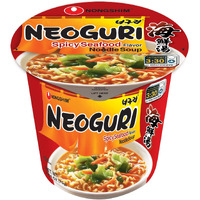 Nongshim Neoguri Spicy Seafood Ramen Noodle Soup, 6 Pack, Microwaveable Ramyun Instant Noodle Cup, Bold & Spicy Chili Peppers