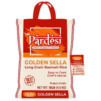 Basmati Golden Sella Parboiled Rice 10LB - Easy to Cook - Low Glycemic Index