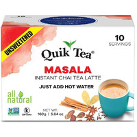 QuikTea Unsweetened Masala Chai Tea Latte - 20 Count (2 Boxes of 10 Each) - Packaging May Vary - All Natural Preservative Free Authentic Chai from Assam & Darjeeling
