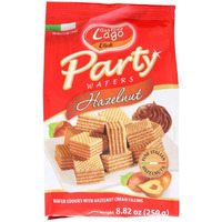 Gastone Lago Party Wafers Hazelnut Cream Filling 8.82 oz, 250g (Pack of 2) (Hazelnut, 2-Pack)