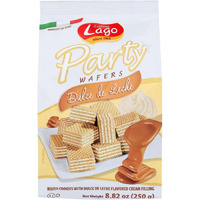 Gastone Lago Party Wafers Cookies Cream Filling 8.82 oz, 250g (Dulce De Leche, 1-Pack)