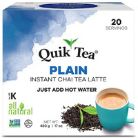 QuikTea Plain Chai Tea Latte - 40 Count (2 Boxes of 20 Each) - All Natural Preservative Free Instant Chai
