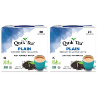 QuikTea Plain Chai Tea Latte - 40 Count (2 Boxes of 20 Each) - All Natural Preservative Free Instant Chai