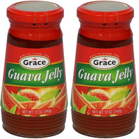 Grace Guava Jelly 12oz - 2 Jars - Caribbean Guava Fruit Spread Made with Premium Jamaican Guava Fruit - Tropical Guava Paste Ideal for Guava Gizzada & Pastelitos de Guayaba