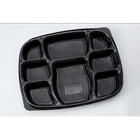 Mahavir 8 Compartment White Disposable Plates - Indian Thali Plastic Tray (Plates, 200)