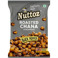 Nuttoz Roasted Chana, 150g Pack of 2, Hing Jeera, Nimbu Pudina, Black Pepper, Masala Flavors (black Pepper Roasted Chana)