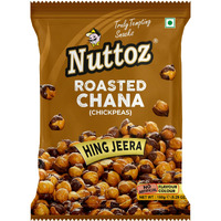 Nuttoz Roasted Chana, 150g Pack of 2, Hing Jeera, Nimbu Pudina, Black Pepper, Masala Flavors (Hing Jeera Roasted Chana)