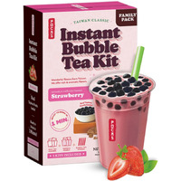 Pocas Bubble Tea Kit, Strawberry  Instant Milk Tea Powder with Authentic Tapioca Pearls for Instant Bubble Tea, 5 Kits