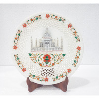 White Marble Taj Mahal Inlay Plate.