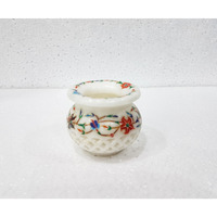 Marble Inlay Handcrafted Filigree Candle Pot