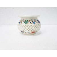 Marble Inlay & Filigree Handcrafted Candle Pot