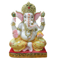 White Marble Ganesha Statue Figurine Sculpture Religious Gift Decor Ganesha Moorti India made statue, Moorti For Mandir Temple