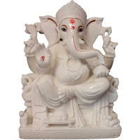 White Marble Ganesha Statue , Ganesha Moorti For Mandir, Fine Marble Ganesha Statue, Marble Ganesha