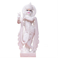 12 Inch White Marble Krishna Statue, Natural Marble Statue Krishna Idol Beautiful Hand Carved Mandir, Pooja Room, Home Decor Statue