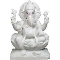 Ganesha Statue White Marble, Ganesha Moorti For Mandir, Fine Marble Ganesha Idol, Marble Ganesha