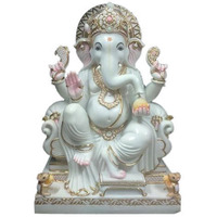 Ganesha Statue White Marble, Ganesha Moorti For Mandir, Fine Marble Ganesha Idol, Marble Ganesha