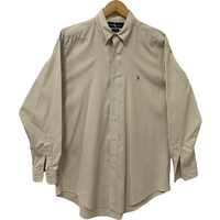 Ralph Lauren Tan Stripe Mens Shirt Full Sleeves - 15 1/2 X 34