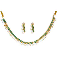 Beautiful fashion Jewellery Emerald Semi Precious Pearls Necklace for Women by Sri Jagdamba Pearls