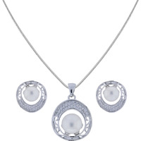 Beautiful fashion Jewelry Cz Pearl Pendant set for Women