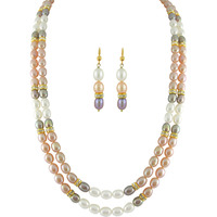 Beautiful fashion Jewellery Double String Multicolored Classic Pearl set for Women by Sri Jagdamba Pearls