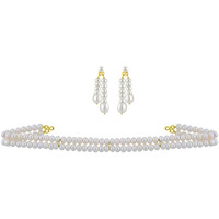 Beautiful fashion Jewelry Double String Fresh Water Pearl Choker set for Women