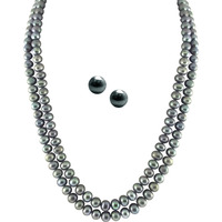 Beautiful fashion Jewellery Double String Button Grey Pearl set for Women by Sri Jagdamba Pearls