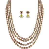 Beautiful fashion Jewellery Four String Peach Pearl set for Women by Sri Jagdamba Pearls