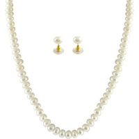 Beautiful fashion Jewellery Single Strand Button White Pearl set for Women by Sri Jagdamba Pearls
