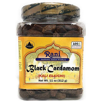 Rani Black Cardamom Pods (Kali Elachi) Whole Indian Spice 11oz (312g) Pet Jar ~ Natural | Vegan | Gluten Free Ingredients | NON-GMO | Indian Origin ~ Smokey | Tsaoko | Cao Guo | Bach Dan...