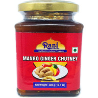 Rani Mango & Ginger Chutney (Indian Preserve) 10.5oz (300g) Glass Jar, Ready to eat, Vegan ~ Gluten Free Ingredients, All Natural, NON-GMO