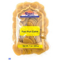 Rani Pani Puri Coins 7oz (200g) ~ Uncooked, Microwaveable wheat and Semolina Coins ~ All Natural | Vegan | NON-GMO