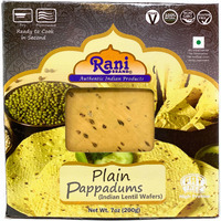 Rani Pappadums (Indian Lentil Wafer Snack) Plain 7 ounce (200g) Approximately 15pc, 7 inches ~ All Natural, Gluten Friendly | NON-GMO | Vegan | Indian Origin